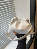 Image 4 - detail view of Trendy Minimalist Drawstring Bucket Bag - Versatile Handbag for Stylish Women