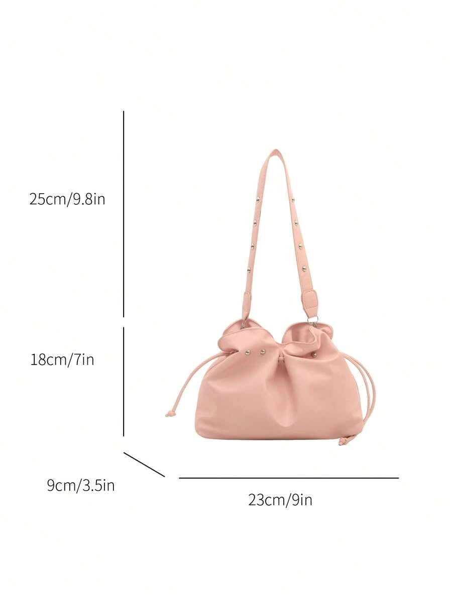 Image 15 - bag detail of Trendy Minimalist Drawstring Bucket Bag - Versatile Handbag for Stylish Women