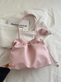 Image 14 - bag detail of Trendy Minimalist Drawstring Bucket Bag - Versatile Handbag for Stylish Women