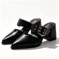 Image 5 - toe detail of Stylish Geeyea Women's Semi-Closed High Heels – Slip-On, Pointed Toe, Chunky Heel, 5 Colors, Perfect for Office and Everyday Wear
