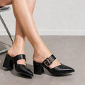 Image 8 - styled outfit of Stylish Geeyea Women's Semi-Closed High Heels – Slip-On, Pointed Toe, Chunky Heel, 5 Colors, Perfect for Office and Everyday Wear