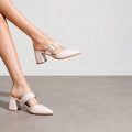Image 4 - heel detail of Stylish Geeyea Women's Semi-Closed High Heels – Slip-On, Pointed Toe, Chunky Heel, 5 Colors, Perfect for Office and Everyday Wear