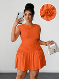 Front view of Chic Plus Size Lemon Yellow Floral Midi Dress with 3D Design and Ruched Waist for Elegant Daily Wear and Parties