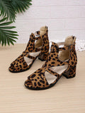 Image 5 - fabric detail of 2026 Snake Pattern Chunky Heel Sandals for Women - Stylish Peep Toe High Heels with Back Zipper, Straps, and Plus Size Options