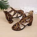 Image 3 - back view of 2026 Snake Pattern Chunky Heel Sandals for Women - Stylish Peep Toe High Heels with Back Zipper, Straps, and Plus Size Options