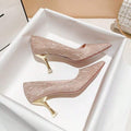 Side view of Elegant Champagne Gold and Silver High Heels for Women - Spring 2026 Fashion Must-Have for shoes styling