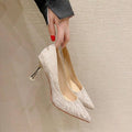 Back view of Elegant Champagne Gold and Silver High Heels for Women - Spring 2026 Fashion Must-Have for shoes styling