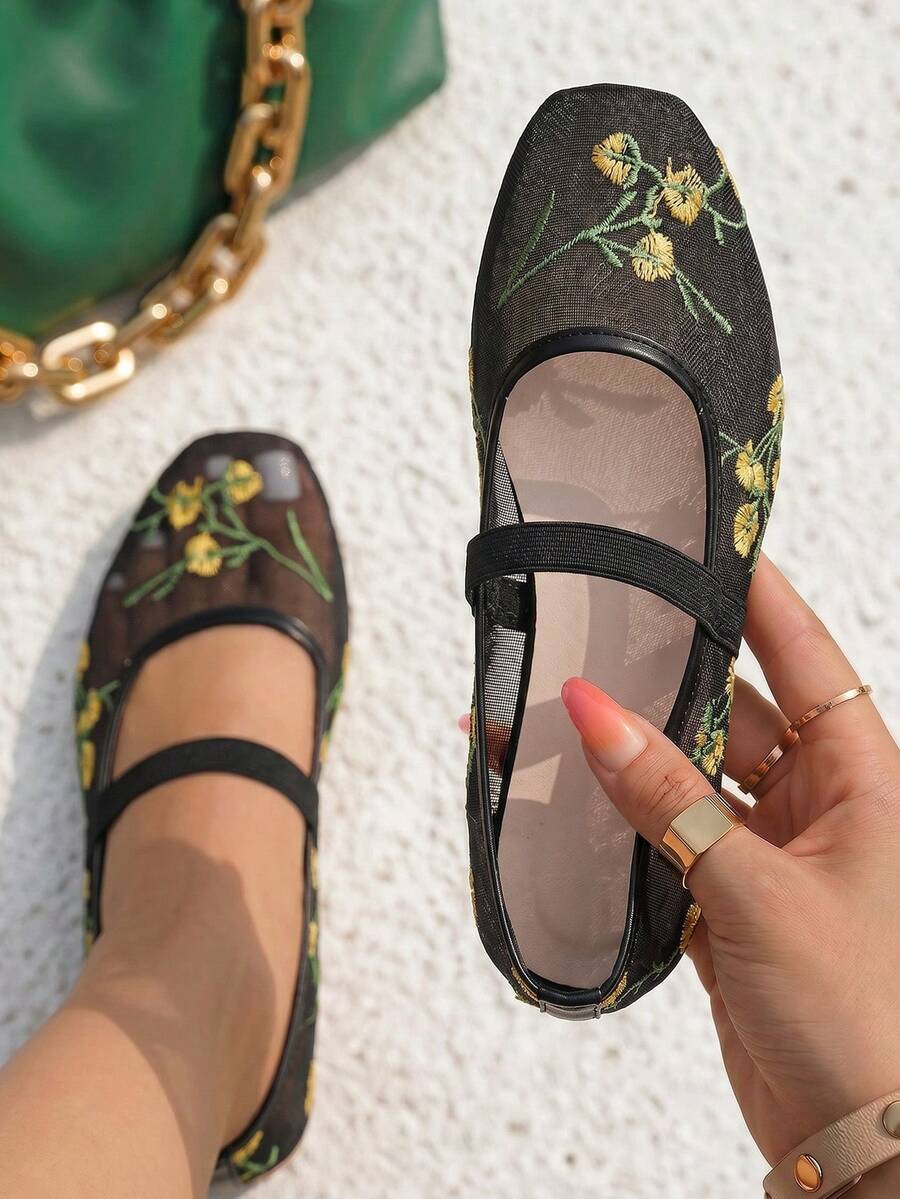 mesh sequin Mary Jane ballet flats image 55 showing visible shoe design, texture, strap, heel or flat sole details