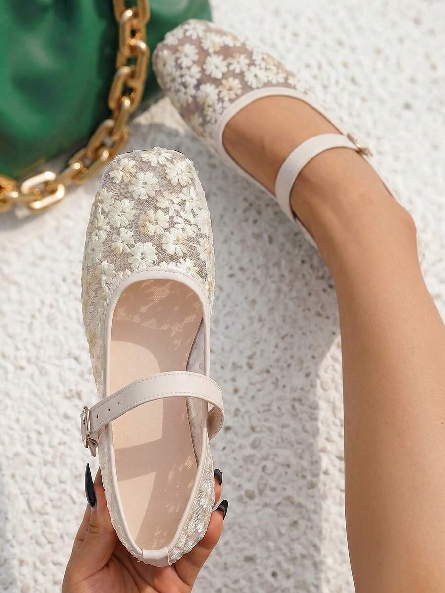 mesh sequin Mary Jane ballet flats image 29 showing visible shoe design, texture, strap, heel or flat sole details