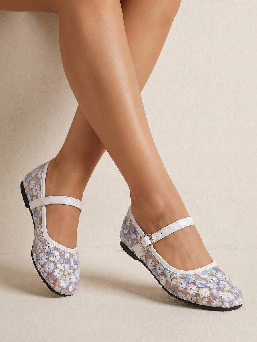 mesh sequin Mary Jane ballet flats image 2 showing visible shoe design, texture, strap, heel or flat sole details