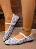 mesh sequin Mary Jane ballet flats image 3 showing visible shoe design, texture, strap, heel or flat sole details