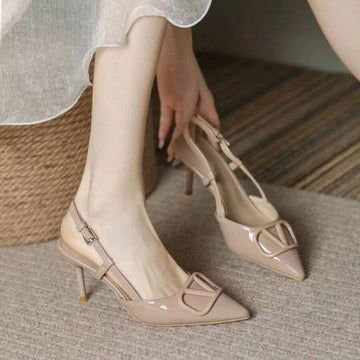 Image 1 - front view of Elegant High Heeled Wedding Shoes for Women - French Spring & Summer Collection, Available in Large Sizes and Fashionable Nude