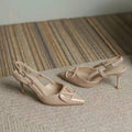 Image 4 - heel detail of Elegant High Heeled Wedding Shoes for Women - French Spring & Summer Collection, Available in Large Sizes and Fashionable Nude