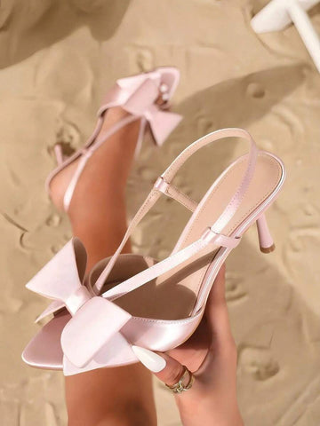 Image 1 - front view of Elegant Bowknot High Heel Sandals for Women - Perfect Fashion Footwear for Parties and Daily Wear