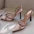Style view of Elegant Embroidered Lace Bow High-Heeled Sandals for Stunning Style for shoes styling