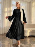 Front view of Elegant Plus Size Flare Dress for Women - Perfect for Spring, Autumn, Office, and Travel