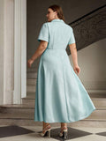Fabric detail of Chic Asymmetric Oblique Collar Ruched Waist Dress for Effortless Style