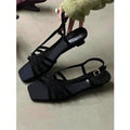 Detail view of Retro Elegant Multi-Strap Slingback Kitten Heel Sandals for Stylish Summer Looks for shoes styling