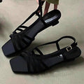 Back view of Retro Elegant Multi-Strap Slingback Kitten Heel Sandals for Stylish Summer Looks for shoes styling