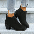 Front view of Trendy Plus-Size Chunky Heel Chelsea Boots for Women - Stylish Motorcycle Short Boots for Autumn & Winter 2026 for punk motorcycle boot styling