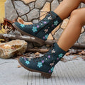 Back view of Stylish Plus-Size Mid-Calf Lace-Up Boots for Women - Autumn & Winter Fashion for punk motorcycle boot styling