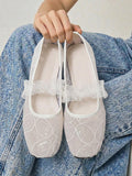 mesh sequin Mary Jane ballet flats image 17 showing visible shoe design, texture, strap, heel or flat sole details