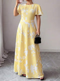 Image 7 - color option of Elegant Plus Size Floral Print Dress for Women - Perfect for Work, Commute, and Summer Outings