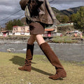 Outsole view of Women’s Slouchy Rider Boots - Low Heel, Wide Calf, Slim Fitting Knee-High Casual Boots for Comfort and Style for punk motorcycle boot styling