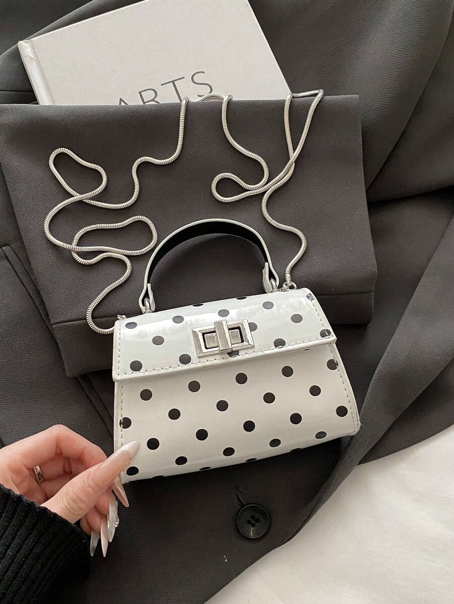 Image 28 - side angle of Stylish Mini Polka Dot PU Leather Clutch Handbag for Fashion-Forward Looks