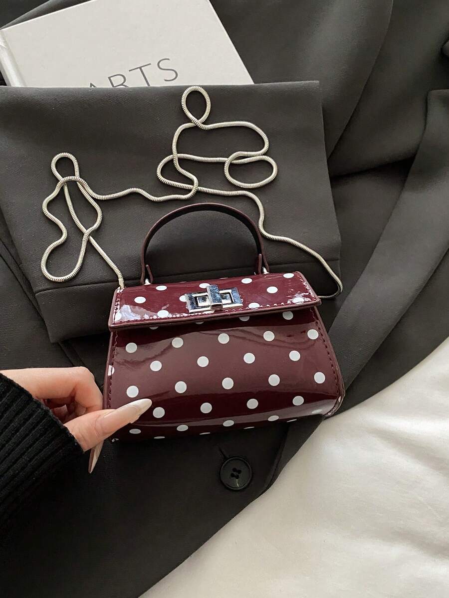 Image 2 - side profile of Stylish Mini Polka Dot PU Leather Clutch Handbag for Fashion-Forward Looks