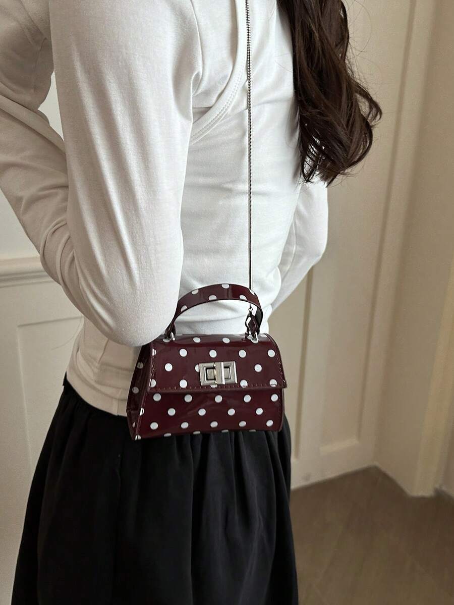 Image 4 - detail view of Stylish Mini Polka Dot PU Leather Clutch Handbag for Fashion-Forward Looks