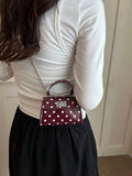 Image 3 - back view of Stylish Mini Polka Dot PU Leather Clutch Handbag for Fashion-Forward Looks