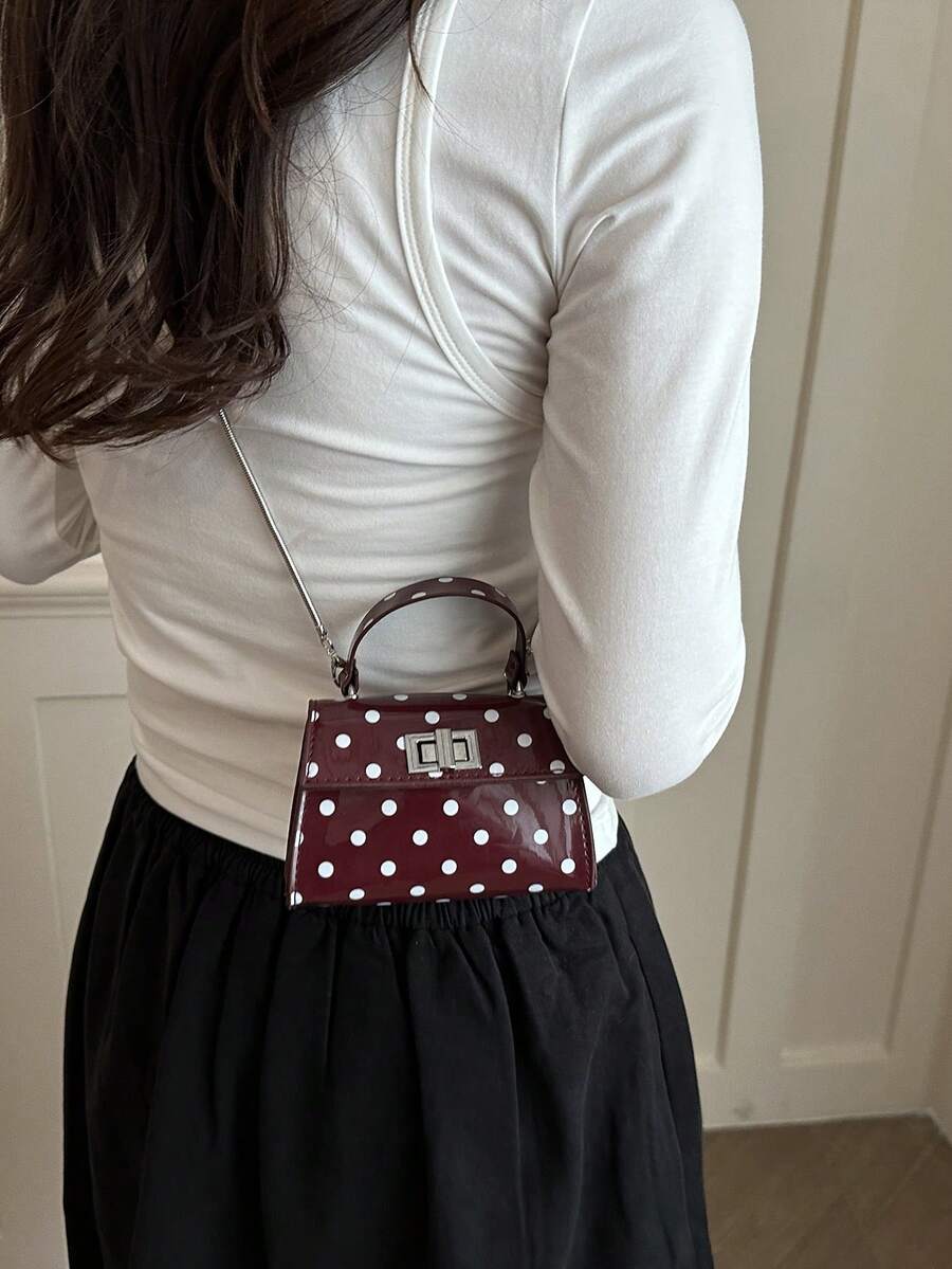 Image 3 - back view of Stylish Mini Polka Dot PU Leather Clutch Handbag for Fashion-Forward Looks