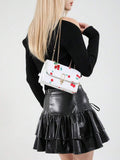 Image 12 - product view of Vintage Cherry Pattern Mini Square Shoulder Bag – Versatile Flap & Adjustable Chain for Stylish Daily Use