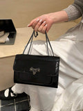Image 13 - angle view of Vintage Cherry Pattern Mini Square Shoulder Bag – Versatile Flap & Adjustable Chain for Stylish Daily Use