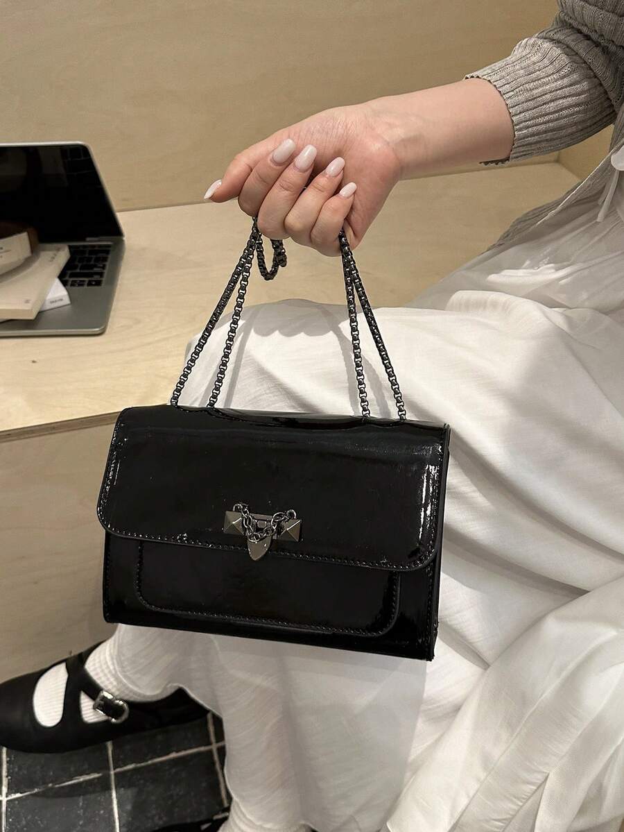Image 13 - angle view of Vintage Cherry Pattern Mini Square Shoulder Bag – Versatile Flap & Adjustable Chain for Stylish Daily Use