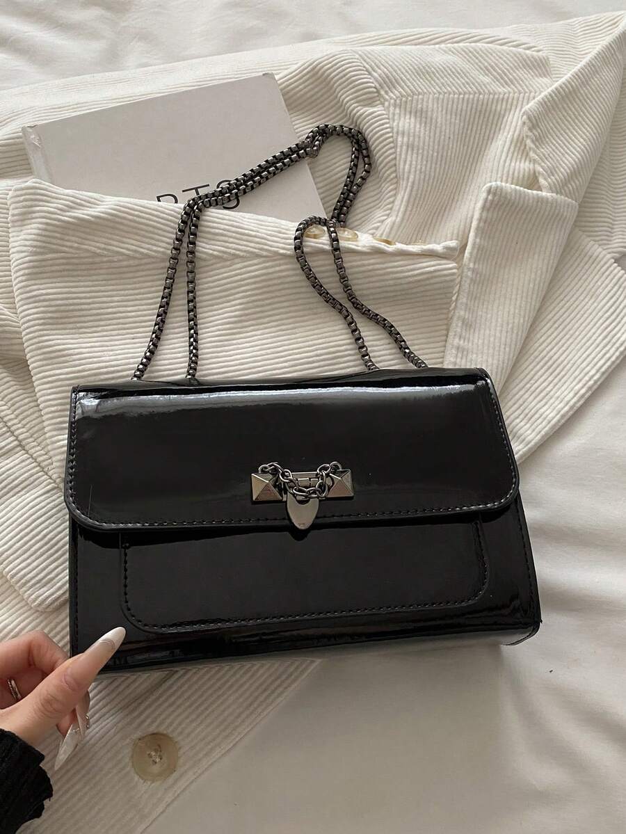 Image 14 - full view of Vintage Cherry Pattern Mini Square Shoulder Bag – Versatile Flap & Adjustable Chain for Stylish Daily Use