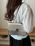 Image 2 - side profile of Vintage Cherry Pattern Mini Square Shoulder Bag – Versatile Flap & Adjustable Chain for Stylish Daily Use