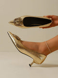 Elegant Metallic Gold Kitten Heel High Heels for Comfortable Office and Party Wear unique product image 5 metallic gold kitten heel sandal women shoes styling
