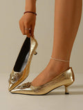 Elegant Metallic Gold Kitten Heel High Heels for Comfortable Office and Party Wear unique product image 7 metallic gold kitten heel sandal women shoes styling