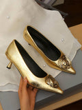 Elegant Metallic Gold Kitten Heel High Heels for Comfortable Office and Party Wear unique product image 8 metallic gold kitten heel sandal women shoes styling