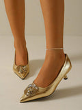 Elegant Metallic Gold Kitten Heel High Heels for Comfortable Office and Party Wear unique product image 6 metallic gold kitten heel sandal women shoes styling