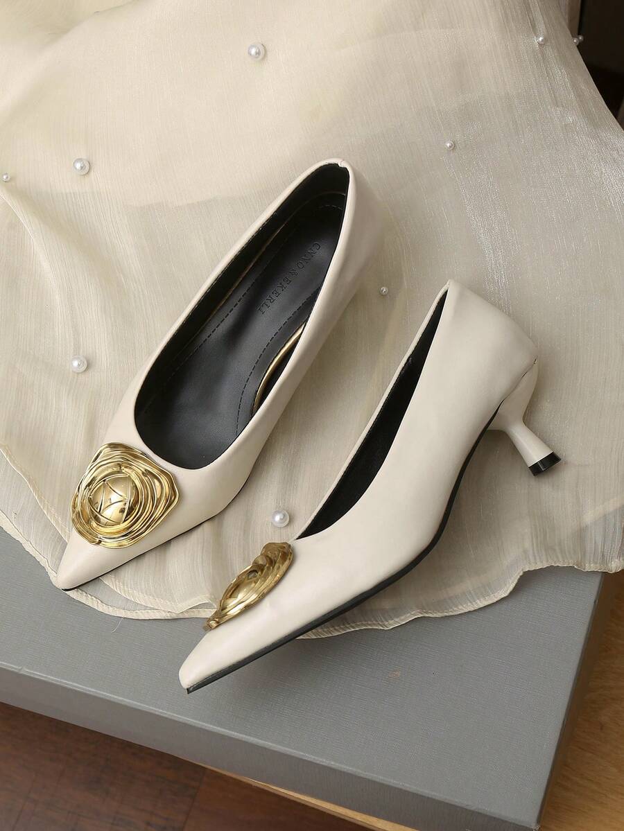 Elegant Metallic Gold Kitten Heel High Heels for Comfortable Office and Party Wear unique product image 4 metallic gold kitten heel sandal women shoes styling