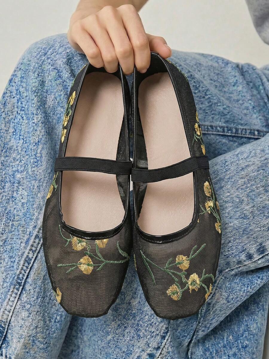 mesh sequin Mary Jane ballet flats image 57 showing visible shoe design, texture, strap, heel or flat sole details