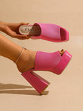 Image 2 - side profile of Elevate Your Style with Bright Green Knit Sandals – Ultra High Heels for a Lengthening Effect