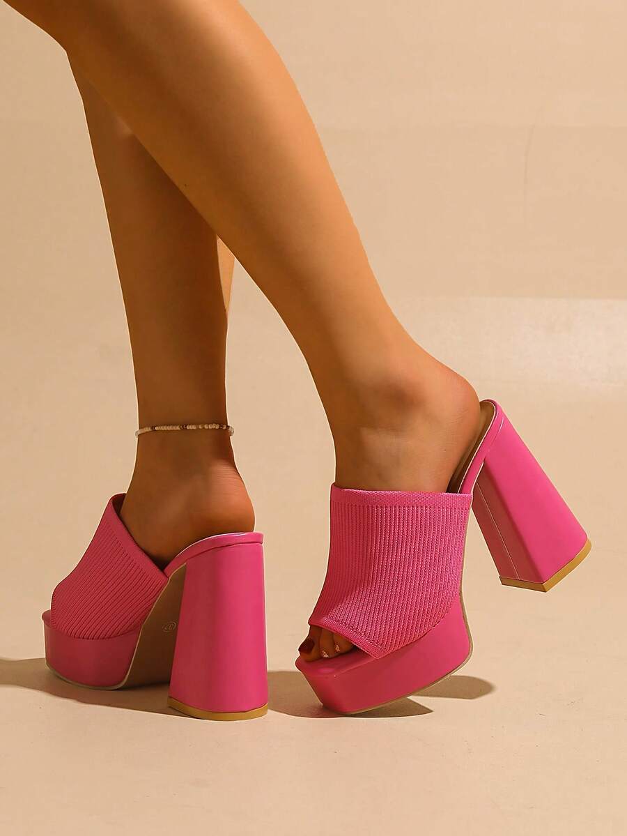 Image 4 - detail view of Elevate Your Style with Bright Green Knit Sandals – Ultra High Heels for a Lengthening Effect