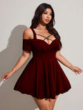 Image 9 - waist detail of Chic Plus Size Black Lace Bodycon Dress for Effortless Spring/Summer Style