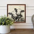 Square cow sketch wall art on aged cream background