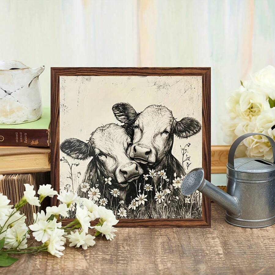 Rustic cottage wall art styled on shiplap wall