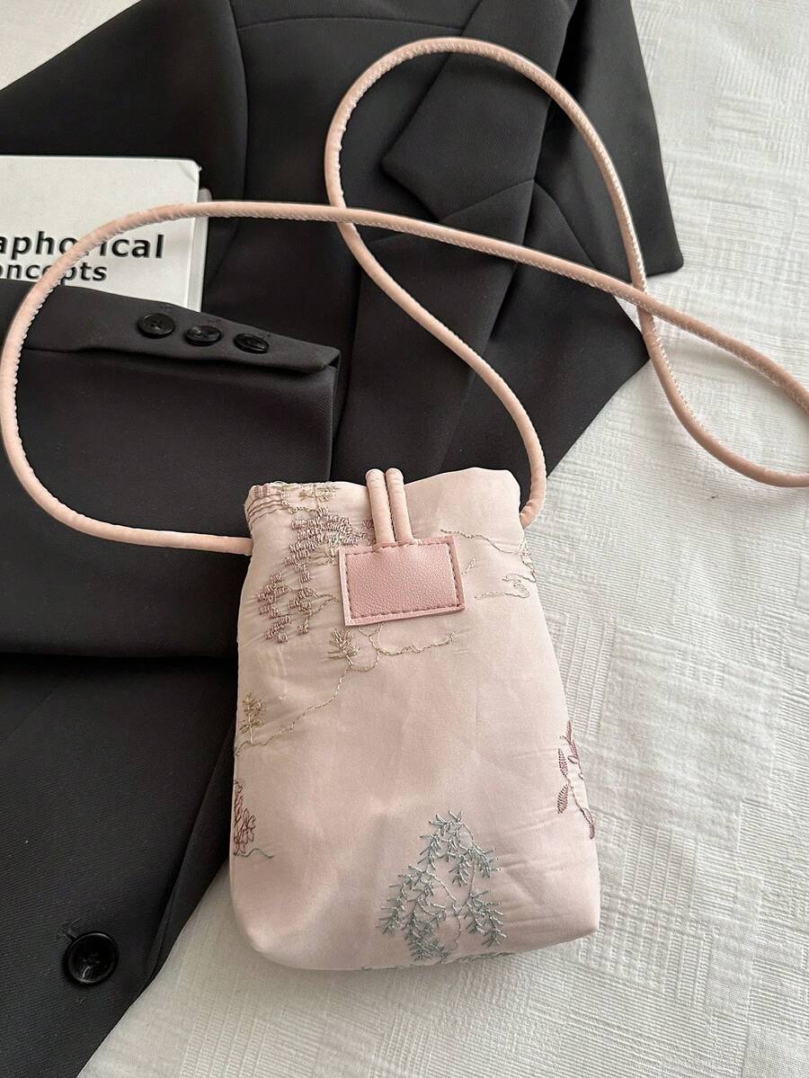 Detail view 5 of Chic Summer Embroidered Pearl Phone Bag – Stylish Casual Crossbody for Women